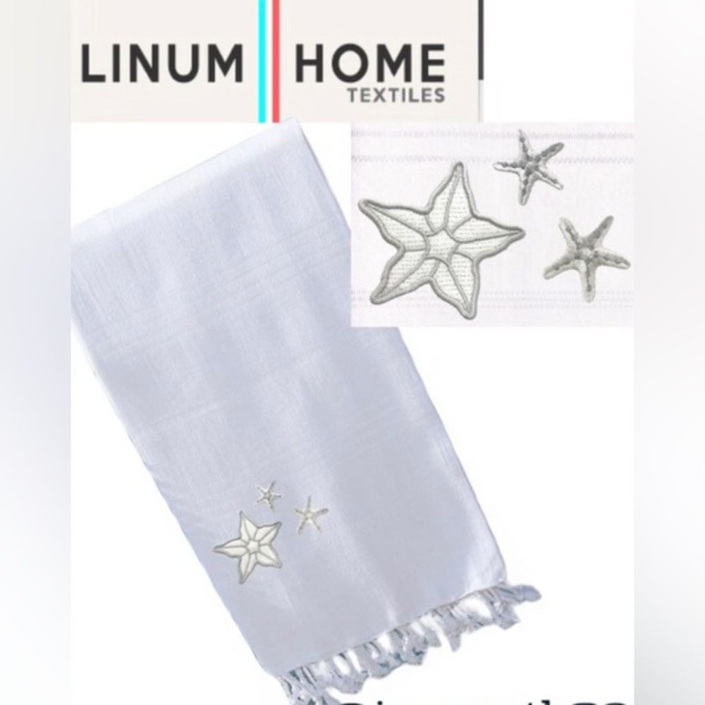 🆕 Linum Home Textiles 100% Turkish Cotton Beach Towel - starfish